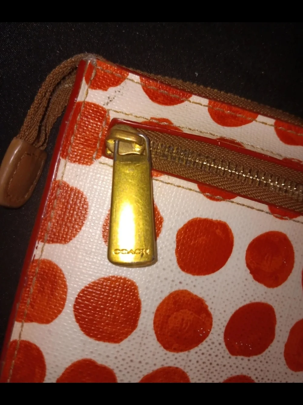 Coach RED & White Bleeker Polka Dot Coated Canvas Wristlet